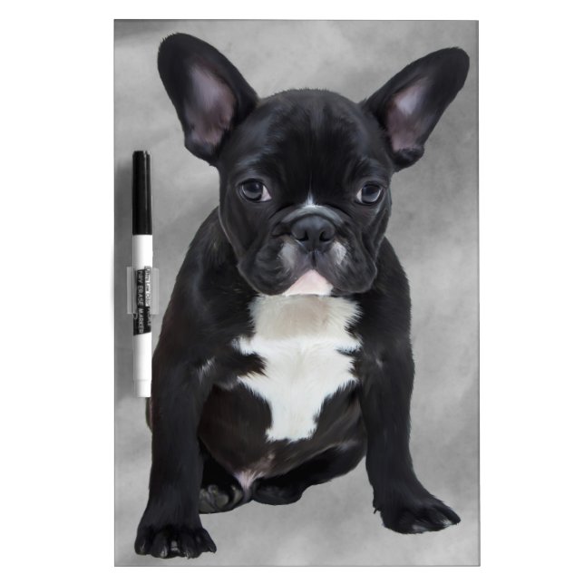 French Bulldog Sitting Watercolor Oil Painting Dry-Erase Board (Front)