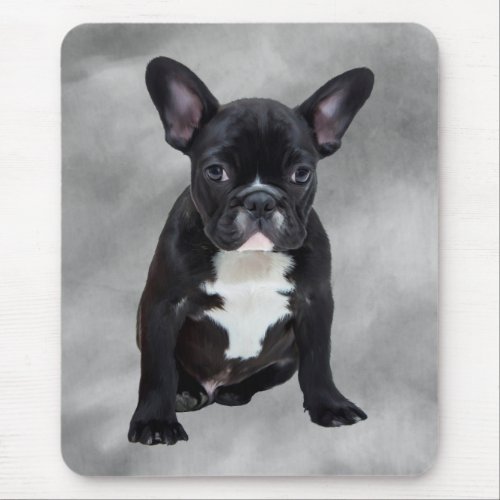 French Bulldog Sitting Watercolor Oil Painting Mouse Pad