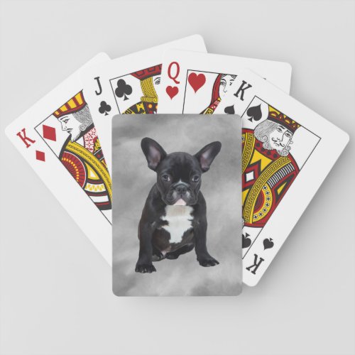 French Bulldog Sitting Watercolor Oil Painting Poker Cards