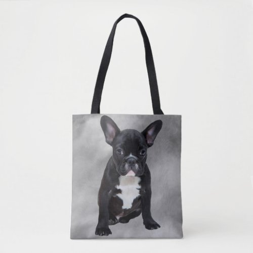 French Bulldog Sitting Watercolor Oil Painting Tote Bag