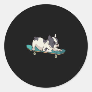 French Bulldog Skateboarding Dog Classic Round Sticker