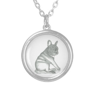 French Bulldog sketch round necklace