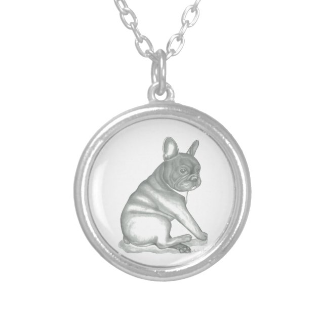 French Bulldog sketch round necklace (Front)