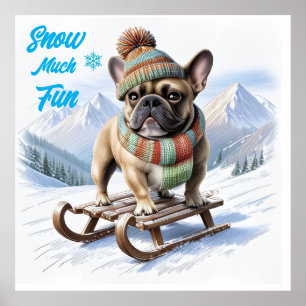 French Bulldog sled French Bulldog Poster