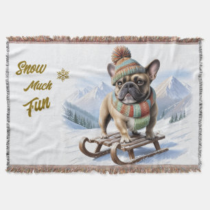 French Bulldog sled French Bulldog Throw Blanket