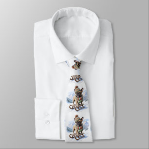 French Bulldog sled ride Bulldog Neck Tie