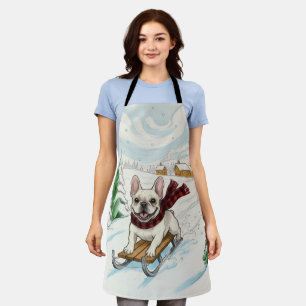 French Bulldog Sledding, Trivet Apron