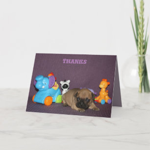 French Bulldog small puppy Bulldog Letterpress Thank You Card
