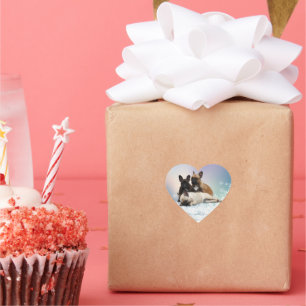 French Bulldog Snow French Bulldog Heart Sticker