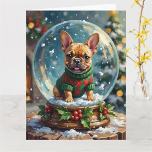 French Bulldog Snow Globe Christmas Sweater Card