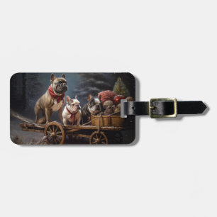 French Bulldog Snowy Sleigh Christmas Decor Luggage Tag