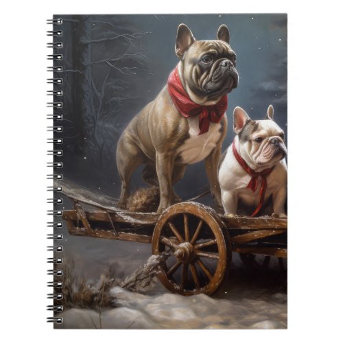 French Bulldog Snowy Sleigh Christmas Decor Notebook