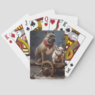 French Bulldog Snowy Sleigh Christmas Decor Poker Cards