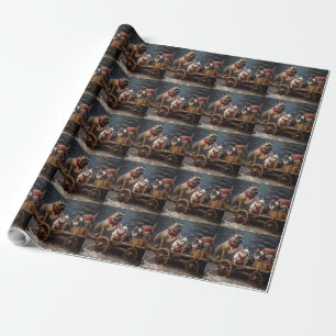French Bulldog Snowy Sleigh Christmas Decor Wrapping Paper