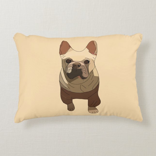 French Bulldog, Soft Peach Accent Pillow (Front)