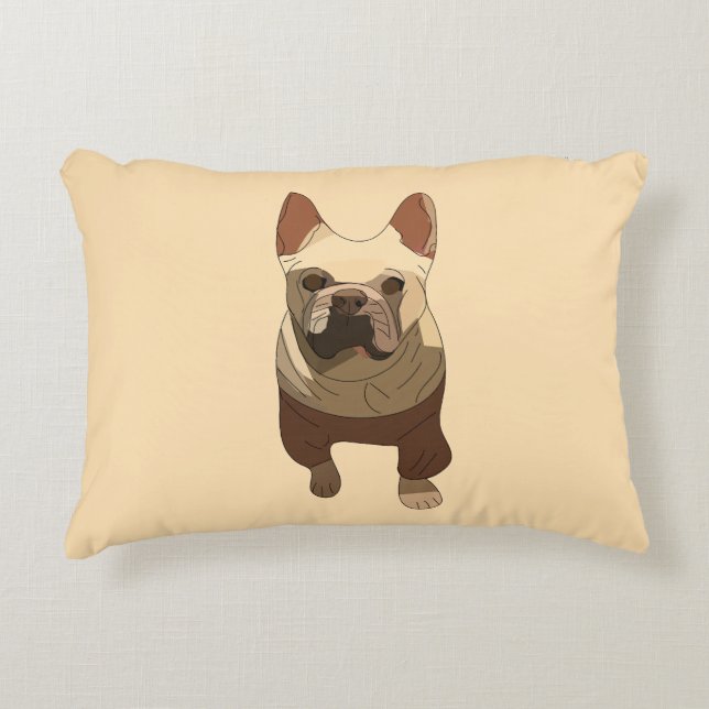 French Bulldog, Soft Peach Accent Pillow (Front)