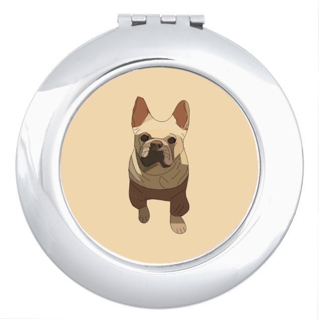 French Bulldog, Soft Peach Compact Mirror (Front)