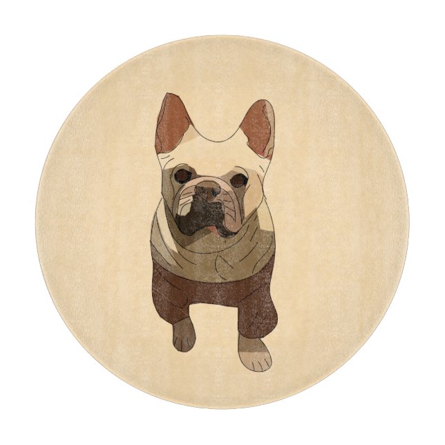 French Bulldog, Soft Peach Cutting Board (Front)