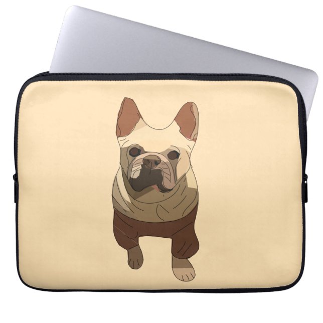 French Bulldog, Soft Peach Laptop Sleeve (Front)