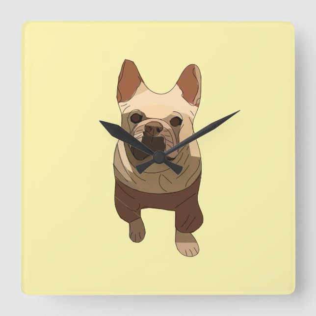 French Bulldog Square Wall Clock (Front)