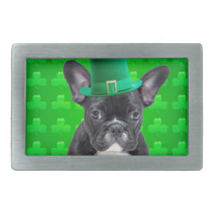 French Bulldog St Patrick's Day Belt Buckle