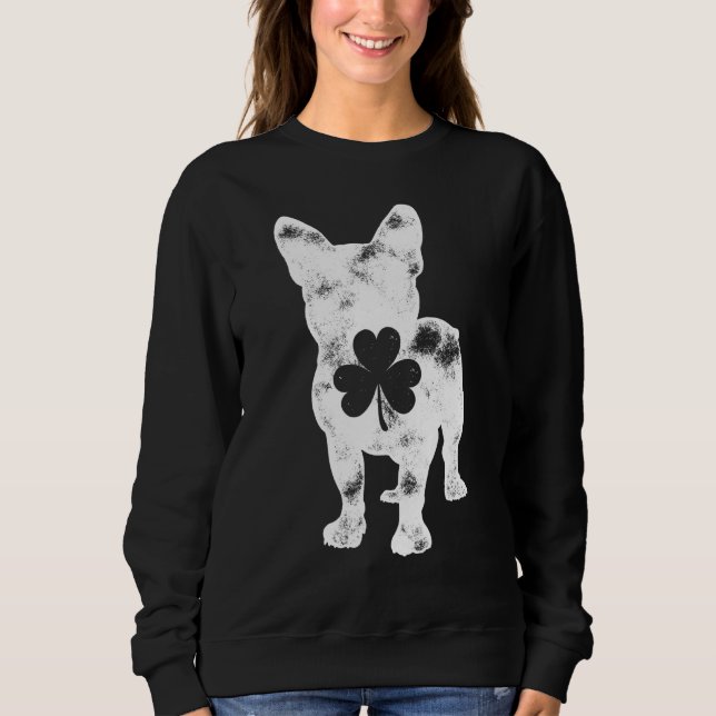 French Bulldog St Patricks Day Boys Girls Shamrock Sweatshirt (Front)