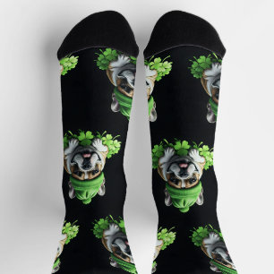 French Bulldog St. Patrick's Day Clover Luck Socks