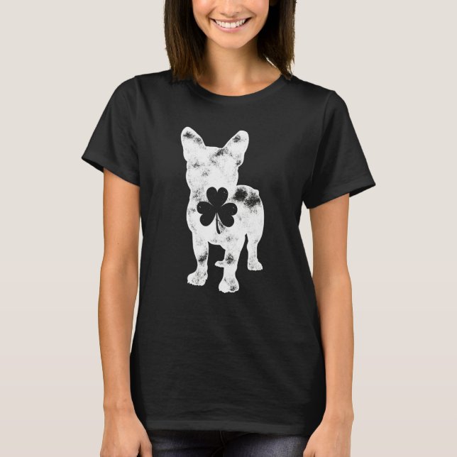 French Bulldog St Patricks Day Men Women Shamrock  T-Shirt (Front)