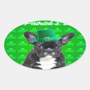 French Bulldog St Patrick's Day Oval Sticker