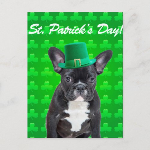 French Bulldog St Patricks Day Postcard