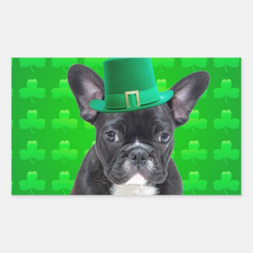 French Bulldog St Patricks Day Rectangular Sticker