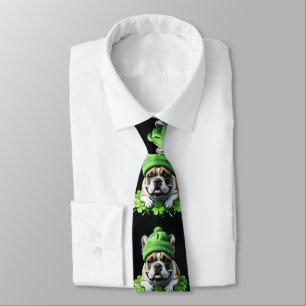 French Bulldog St. Patrick's Day Shamrock Luck Neck Tie