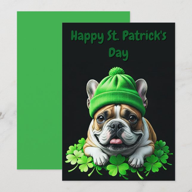 French Bulldog St. Patrick's Day Shamrock Luck Save The Date (Front/Back)