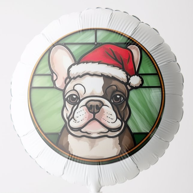 French Bulldog Stained Glass Christmas Balloon (Front)