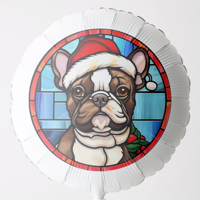 French Bulldog Stained Glass Christmas  Balloon (Front)