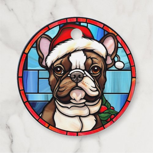French Bulldog Stained Glass Christmas  Favor Tags