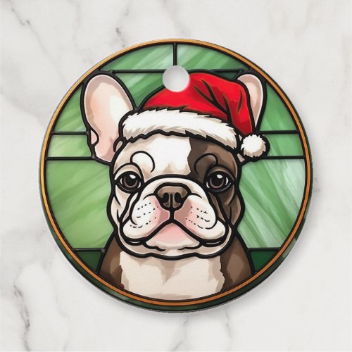 French Bulldog Stained Glass Christmas Favor Tags