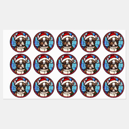 French Bulldog Stained Glass Christmas  Labels