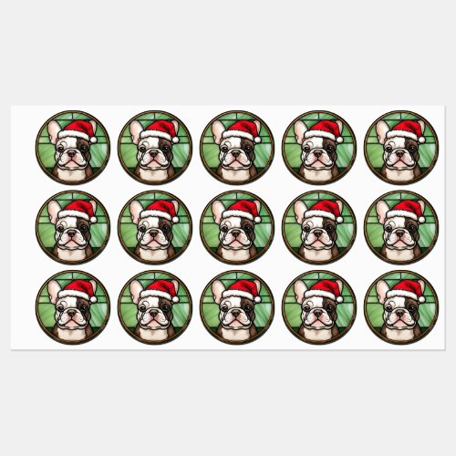 French Bulldog Stained Glass Christmas Labels