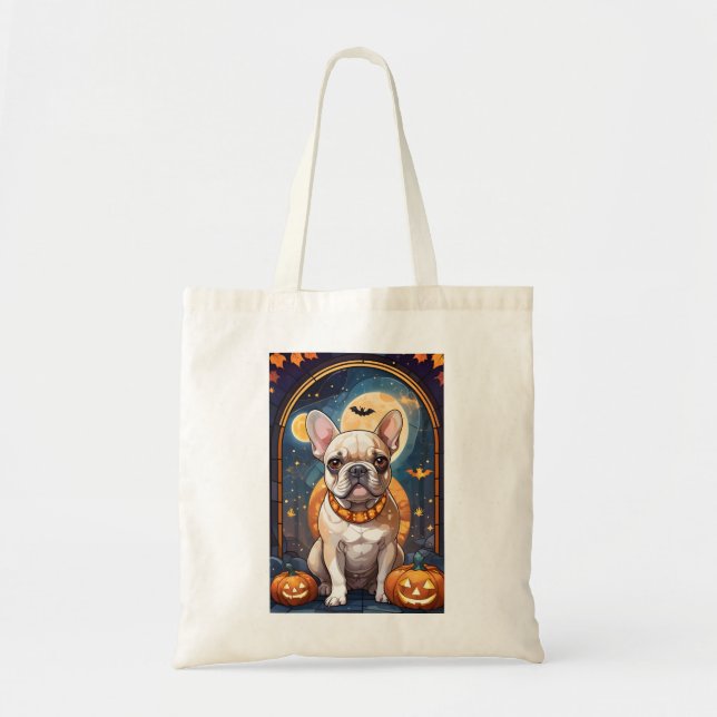 French Bulldog Stained Glass Halloween Night  Tote Bag (Front)