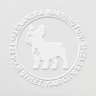 French Bulldog Standing Name Return Address Embosser