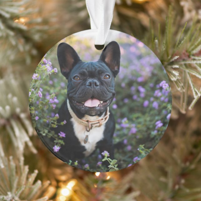 French Bulldog Stands in Flowers Ornament (Tree)
