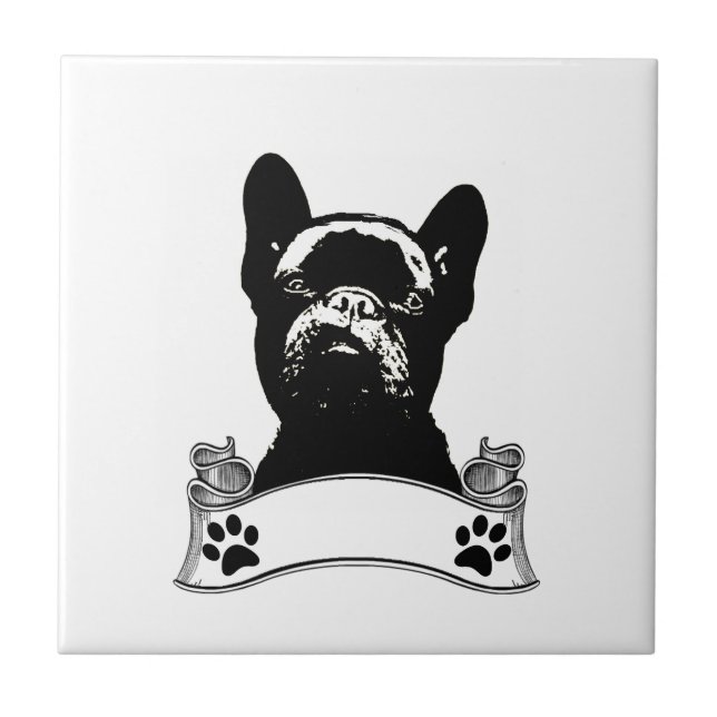 French Bulldog Stencil Personalized Tile (Front)