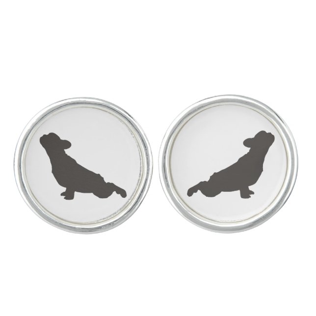 French Bulldog Stretching Yoga Pose Cufflinks (Front)