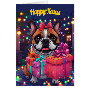 French Bulldog String Lights Christmas Cards