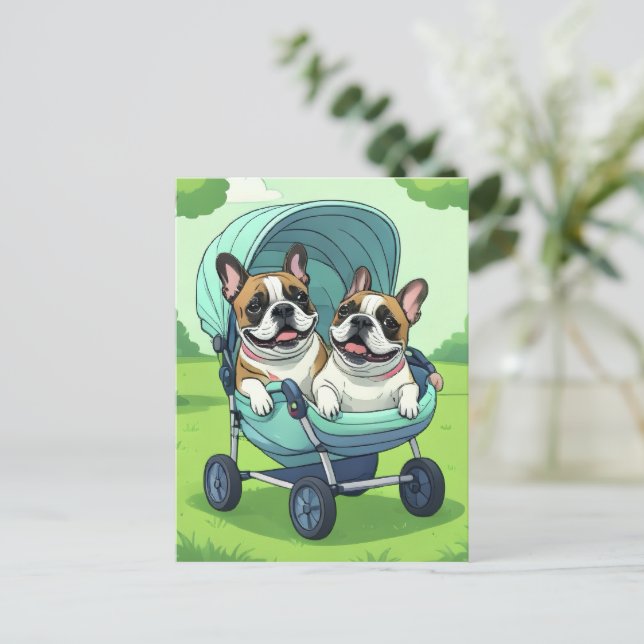 French Bulldog Stroller Postcard (Standing Front)