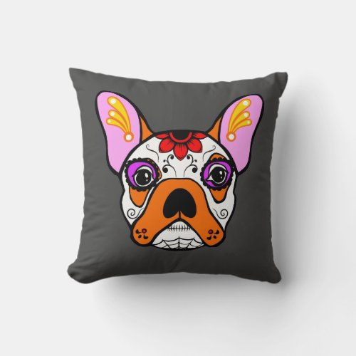 French Bulldog Sugar Skull Pillow