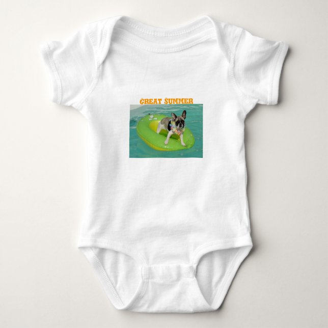 French Bulldog Summer French Bulldog Baby Bodysuit (Front)