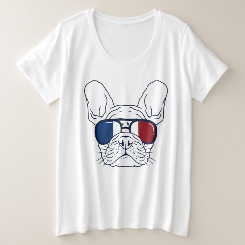 French bulldog sunglasses design plus size T_Shirt