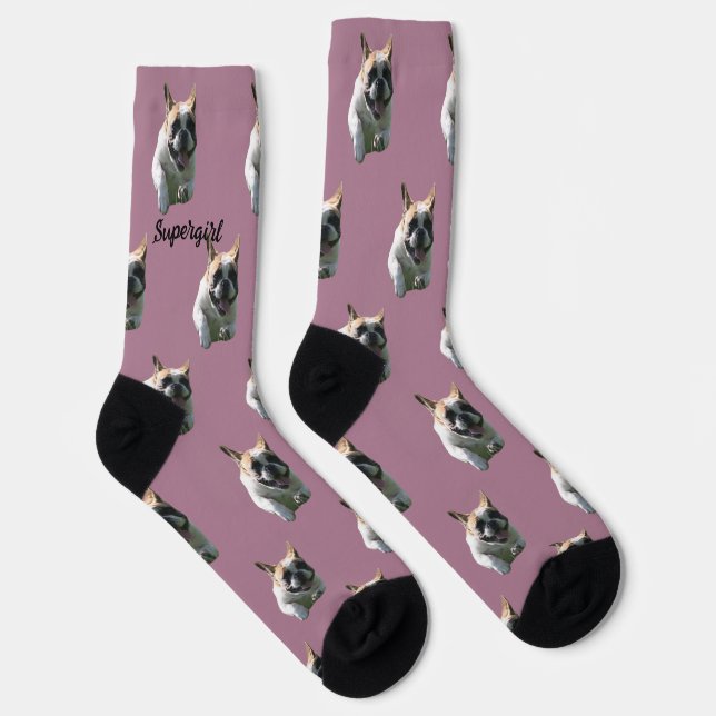French Bulldog Supergirl Socks (Right)
